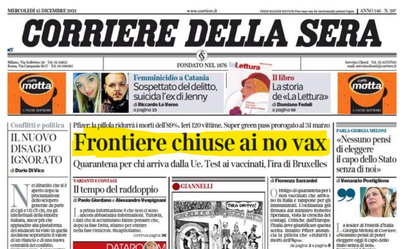 corriere titreaza frontiere inchise pentru nevaccinati