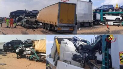 Accident teribil cu patru camioane grele